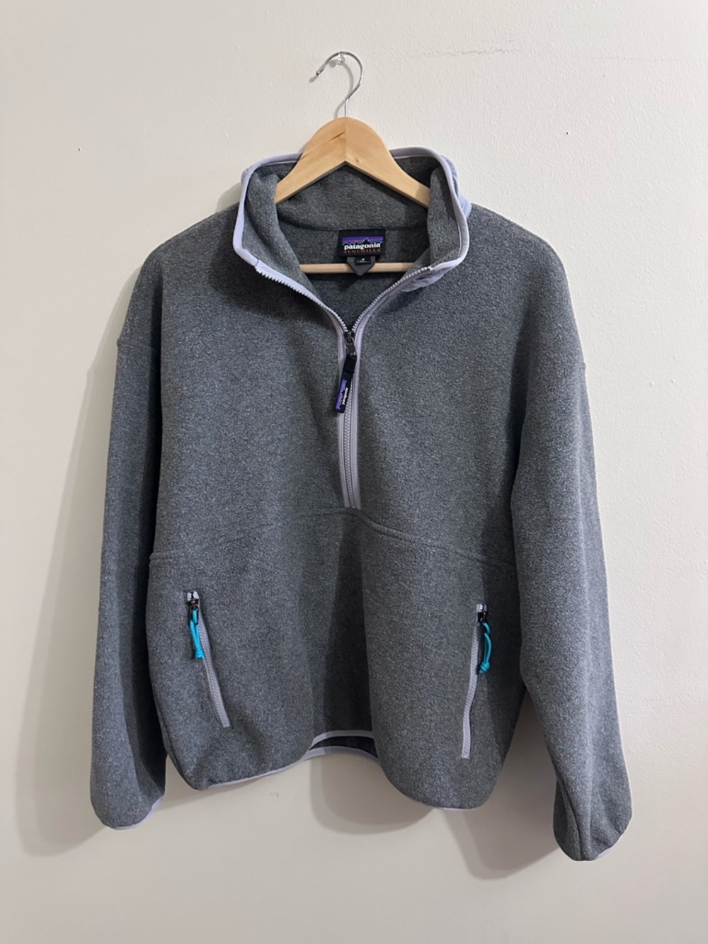 Patagonia Gray Quarter-Zip Fleece with Teal Zipper Pulls